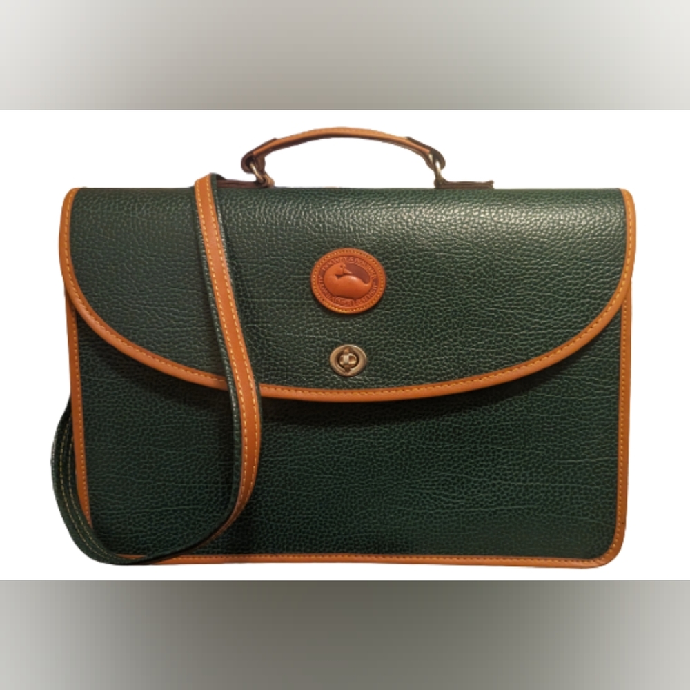 Vintage dark green top handle removable strap 16x11 Tote/Briefcase